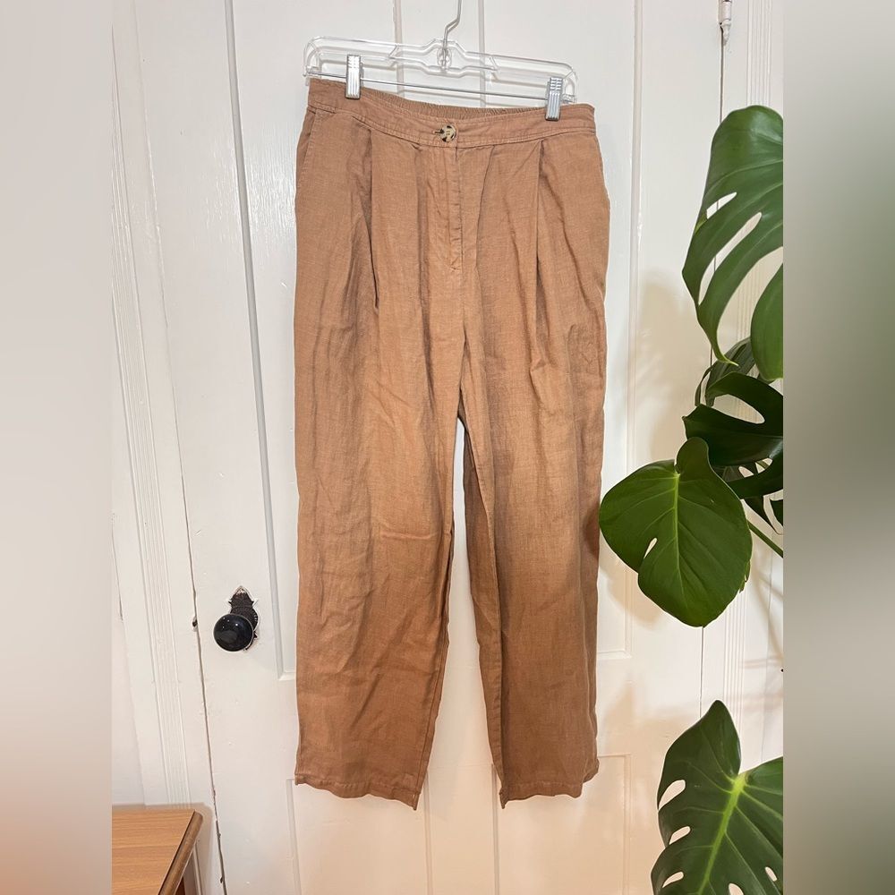 Filosofia 100% Linen Pants — Made in USA — Relaxed Minimalist — Size S